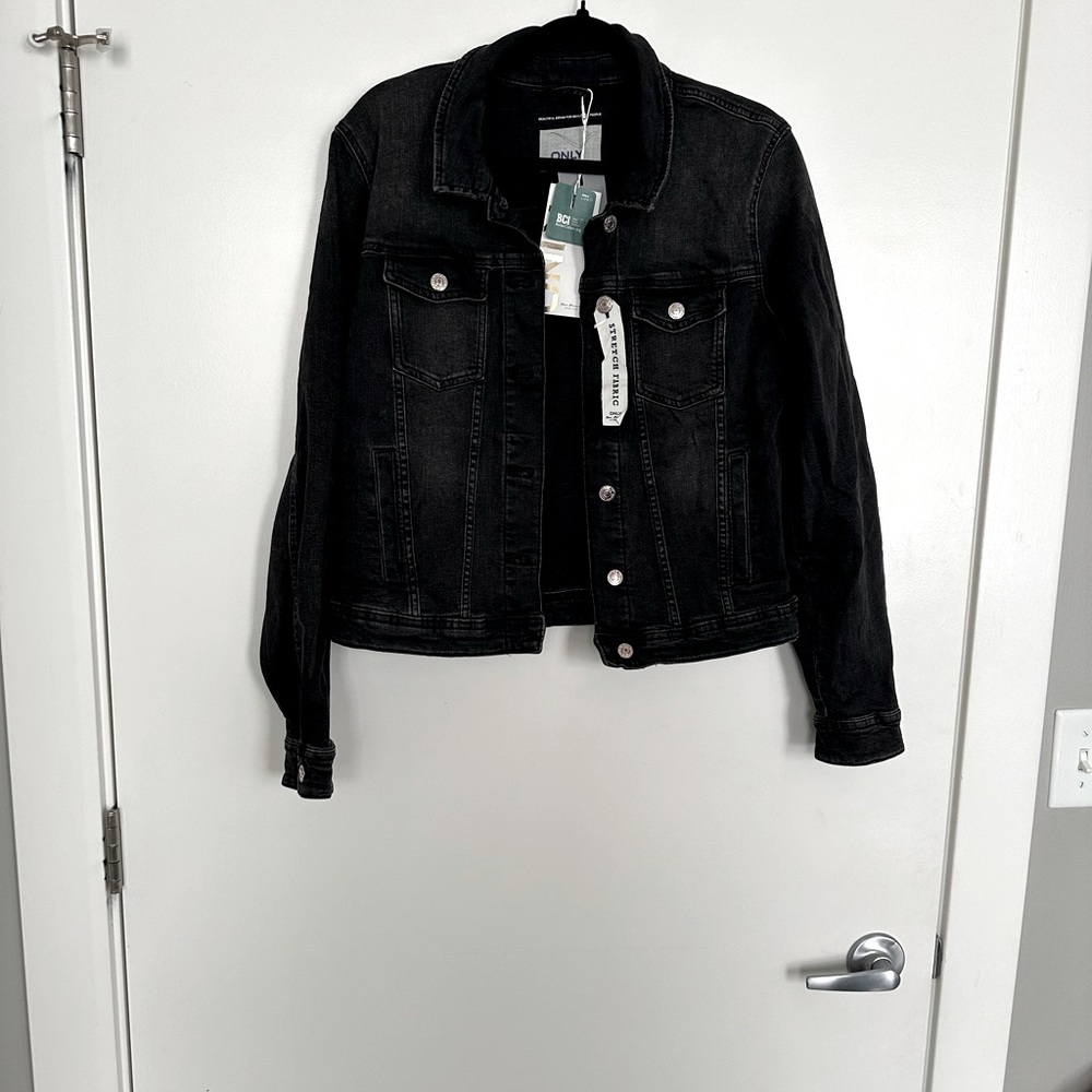 Black washed denim jacket